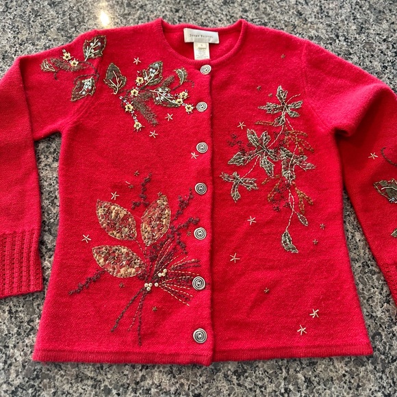 ✨VTG✨SUSAN BRISTOL Beautiful Vintage
Red Wool Embellished Size Small BUTTON UP - Picture 1 of 11